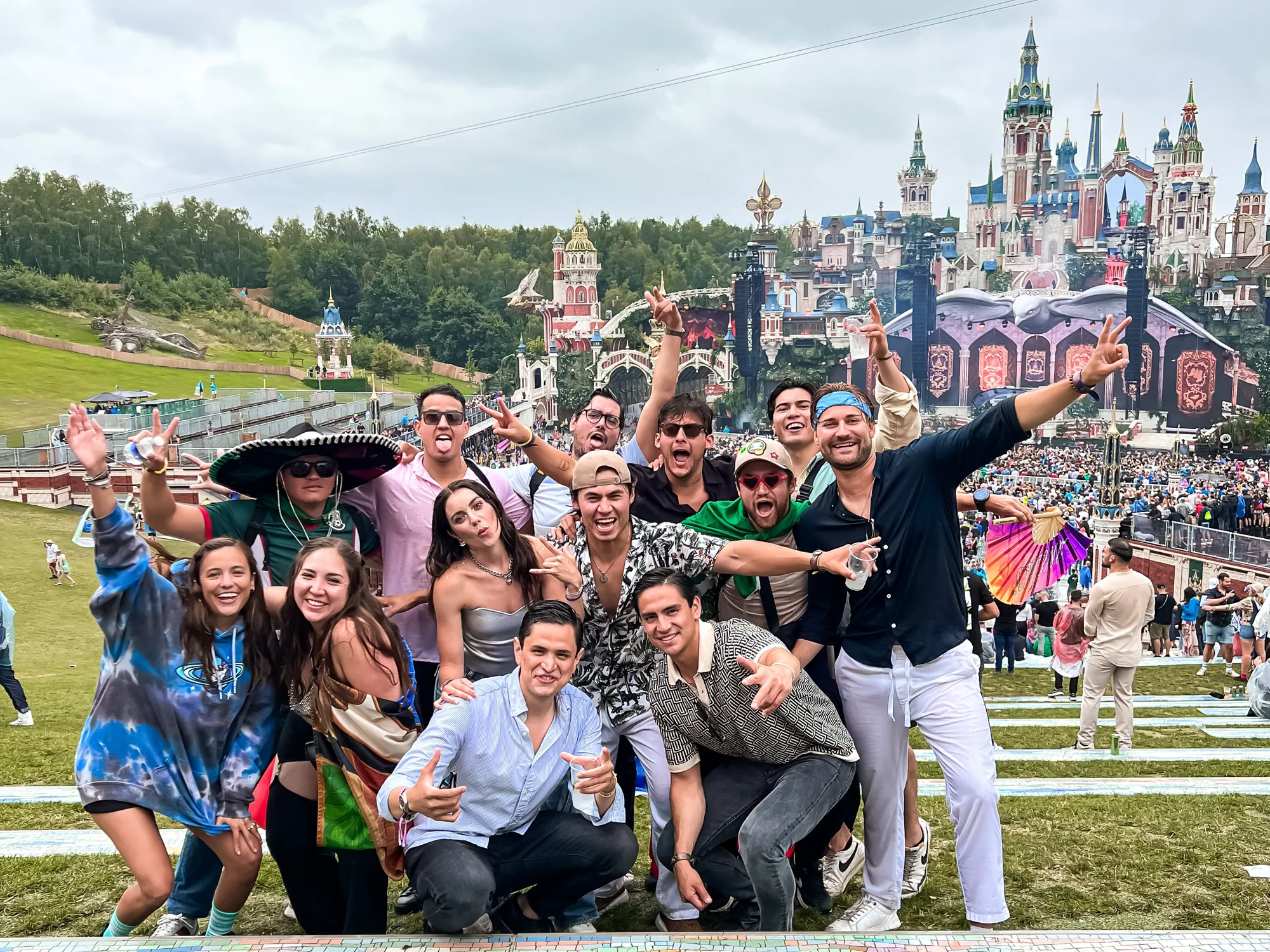 The LTrip group in front of the Tomorrowland mainstage, summer 2023